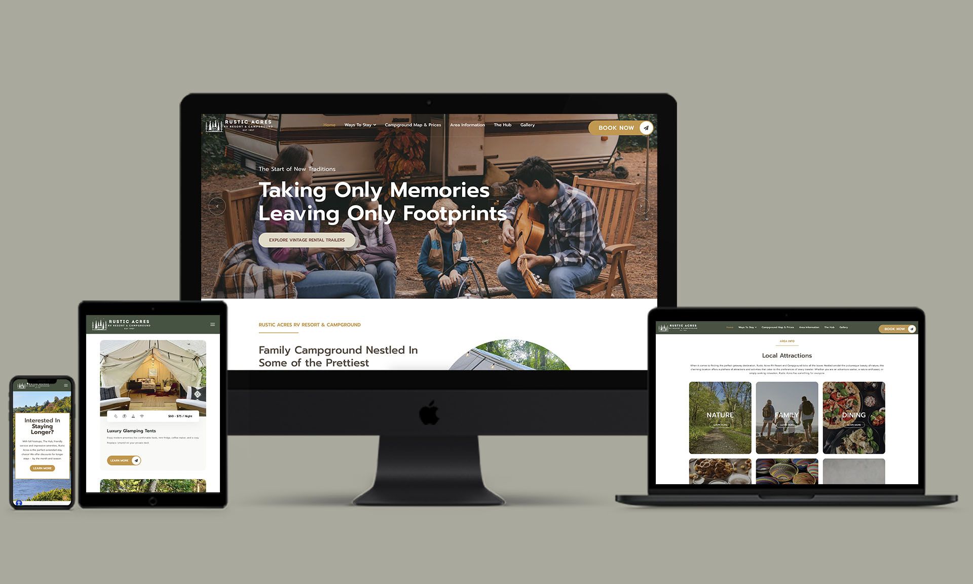 rustic acres rv resort and campground web mockup