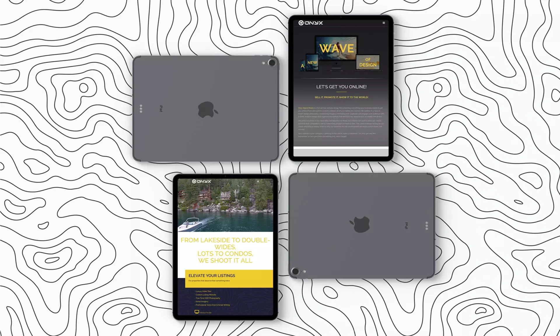 onyx digital media web mockup with ipads