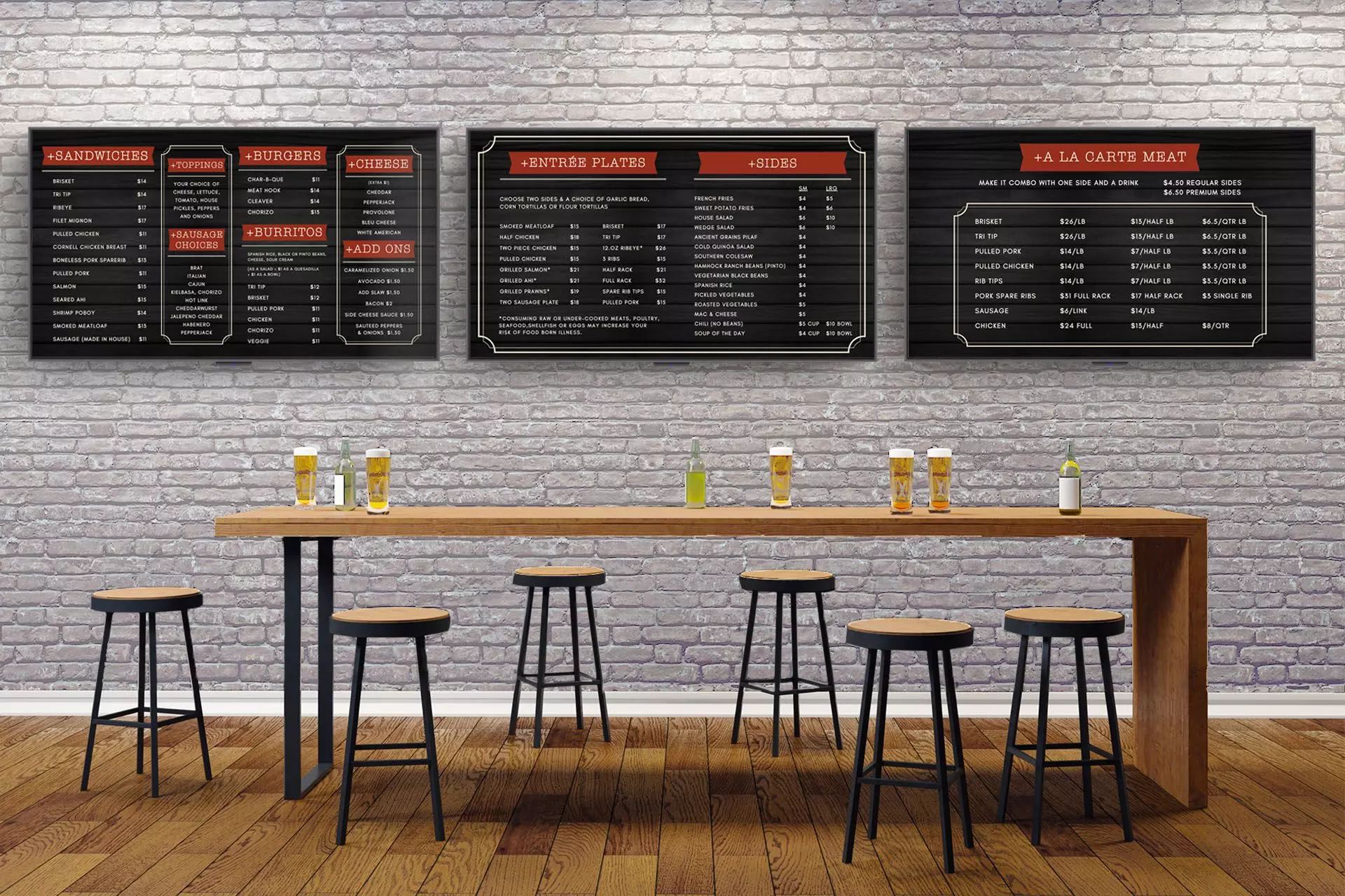 Butcher's Kitchen Char-B-Que digital menu mockup