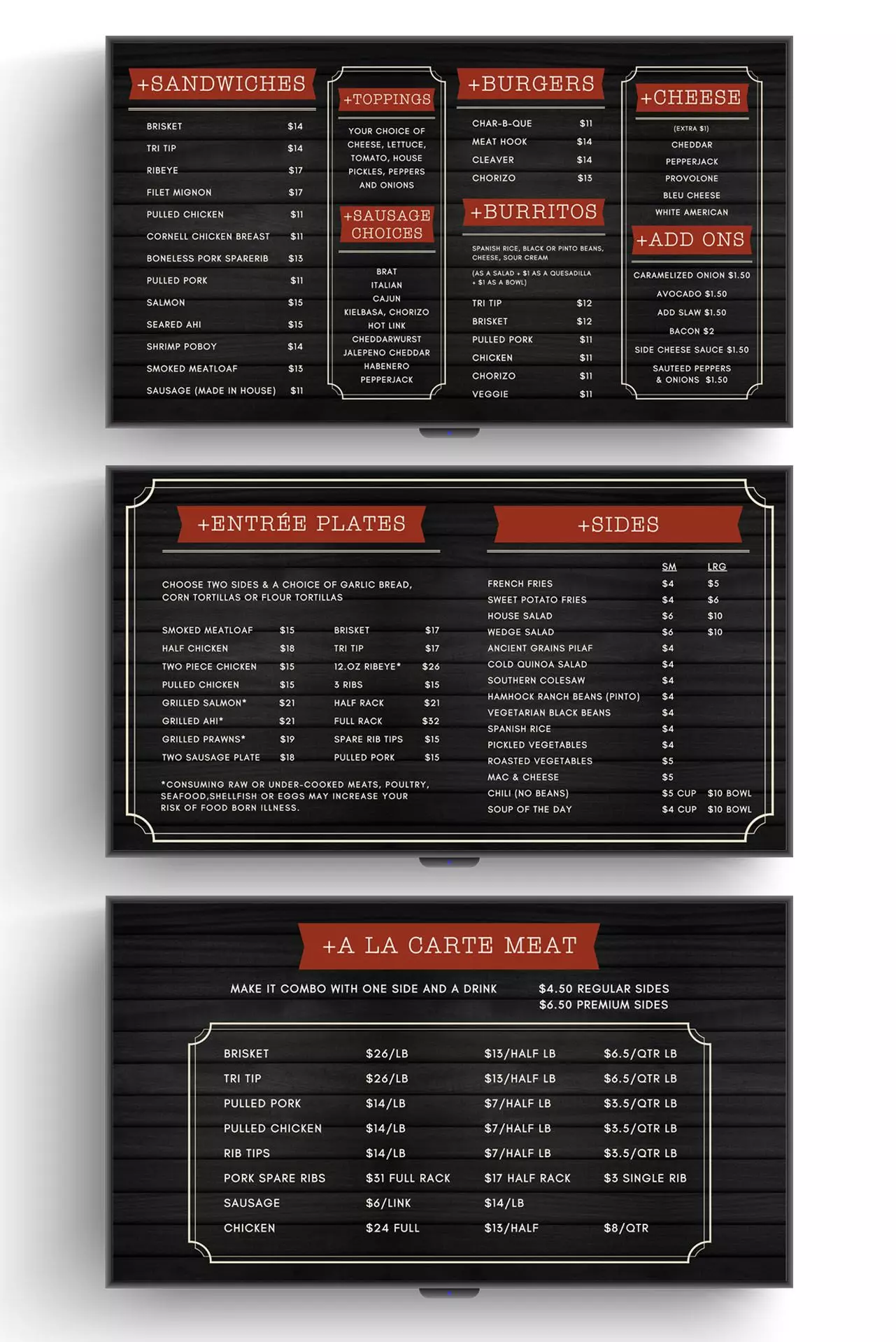 Butcher's Kitchen Char-B-Que digital menu mockup