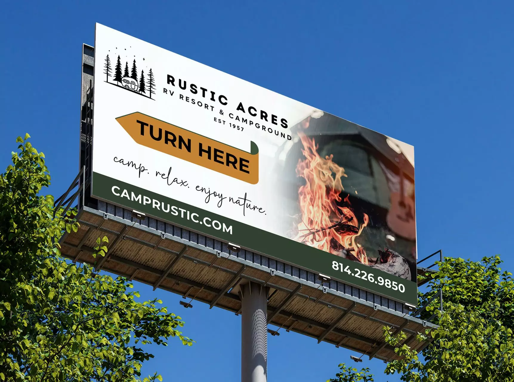 Rustic Acres RV Resort & Campground Billboard mockup